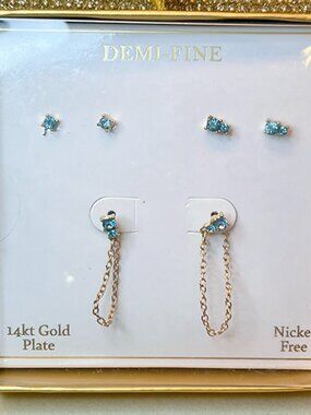Demi Fine | 14k GP 3-Piece Earring Set | NIB